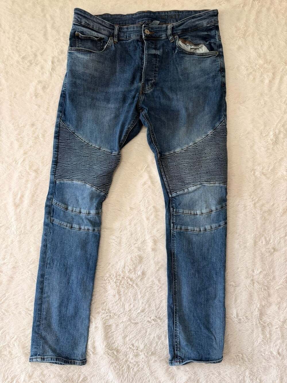 H&M Divided Skinny Biker Jeans Size 36 Blue Stretch Denim